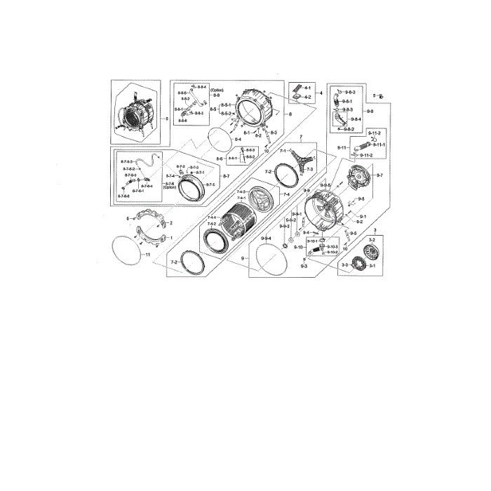 Tub And Drum Diagram and Parts List for WF461ABP XAA-02 Samsung Washer