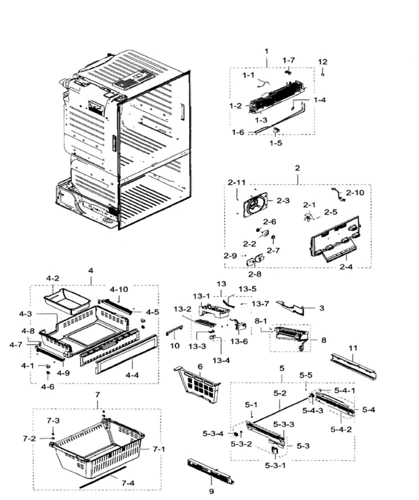 Freezer / Icemaker Diagram and Parts List for RF28HFEDTBC AA-09 Samsung Refrigerator