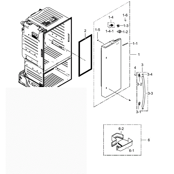 Fridge Door R Diagram and Parts List for RF23HCEDBSR AA-00 Samsung Refrigerator