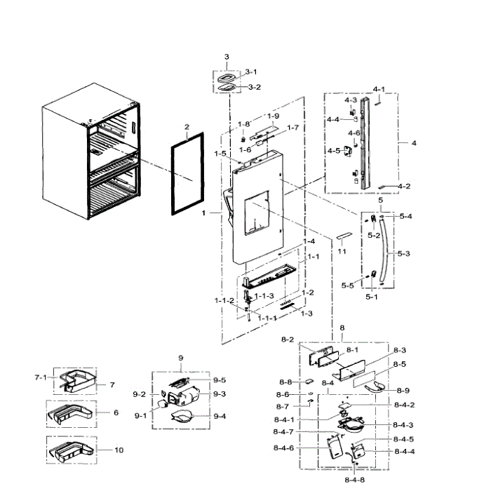 Left Door Diagram and Parts List for RF31FMEDBWW AA-03 Samsung Refrigerator