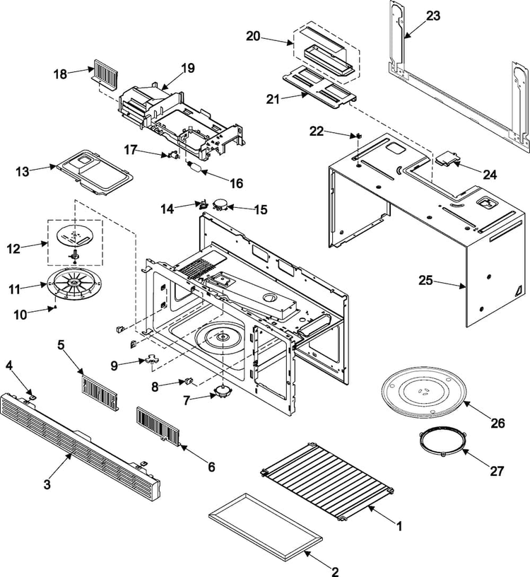 Body/cavity/elements Diagram and Parts List for SMH7150CC XAA Samsung Microwave