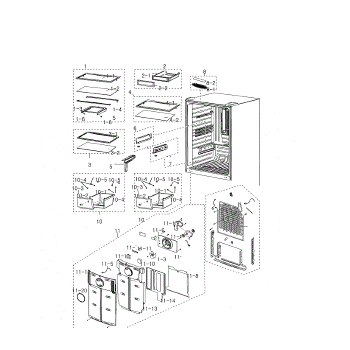 Refrigerator Diagram and Parts List for RB194ACRS XAC-00 Samsung Refrigerator