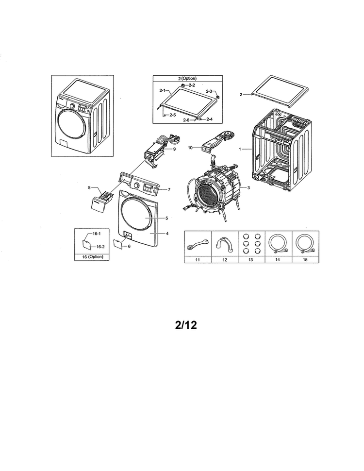Main Diagram and Parts List for WF461ABW XAA Samsung Washer