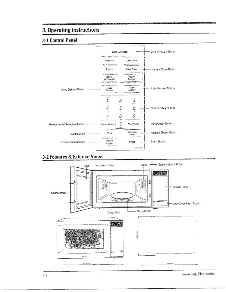 Operating Instructions Diagram and Parts List for MW8490W XAA Samsung Microwave