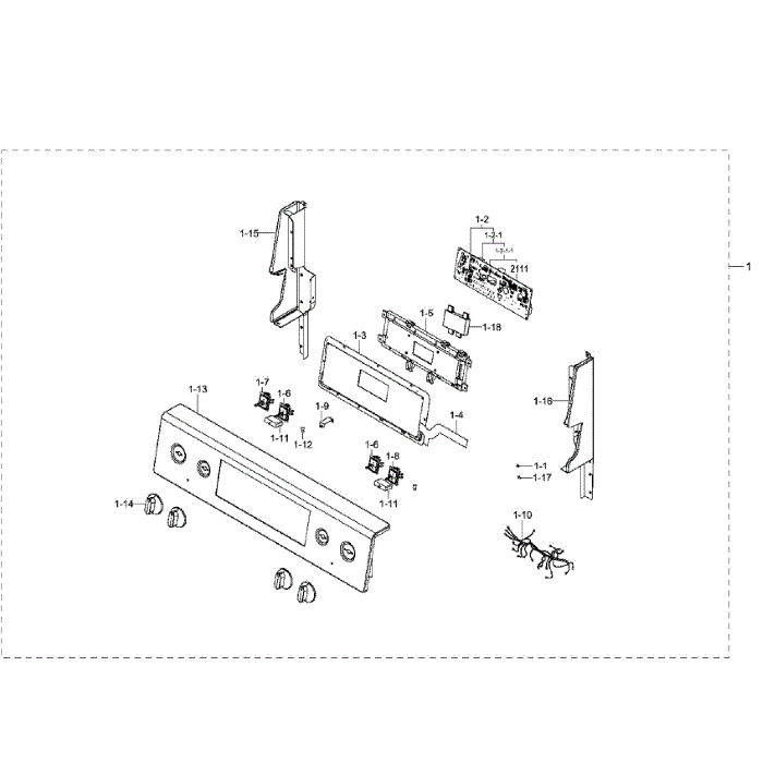 Control Panel Diagram and Parts List for NE59J7630SS AA-00 Samsung Range