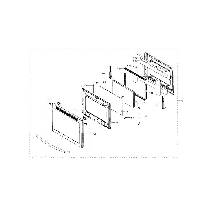 Door Assembly Diagram and Parts List for NE58H9950WS AA-01 Samsung Range