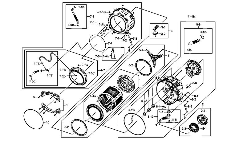 Drum Assy Diagram and Parts List for WF511ABR XAA-0000 Samsung Washer