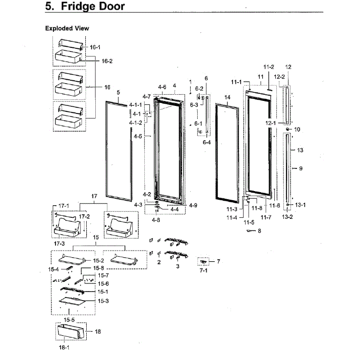 Fridge Door Diagram and Parts List for RH22H9010SG AA-00 Samsung Refrigerator