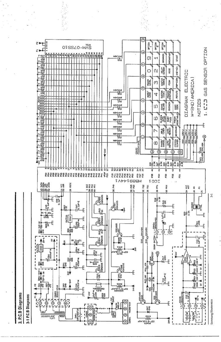 P.c.b Diagram Diagram and Parts List for MW5572W XAA Samsung Microwave