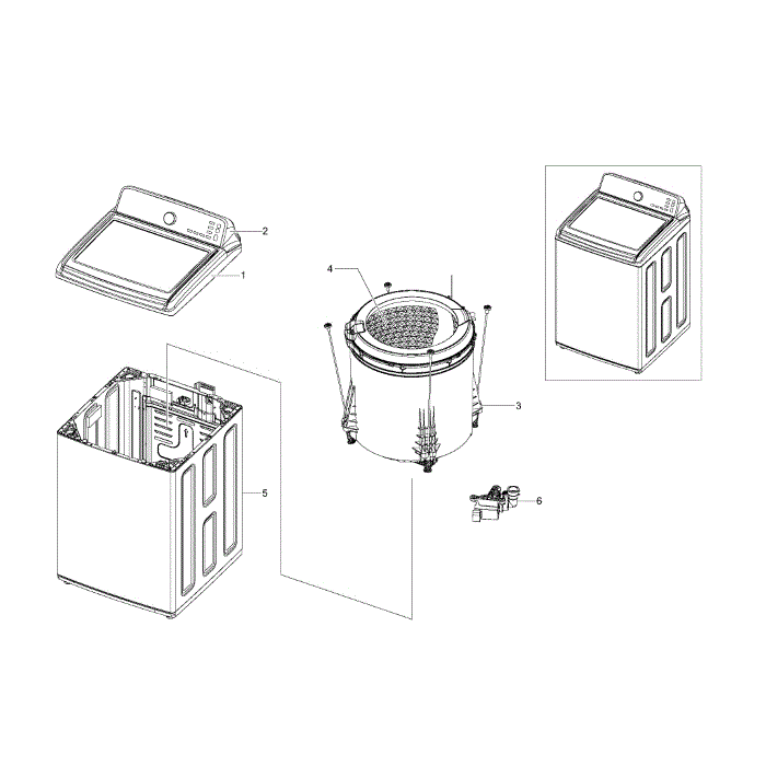 Main Assembly Diagram and Parts List for WA456DRHDWR AA-00 Samsung Washer