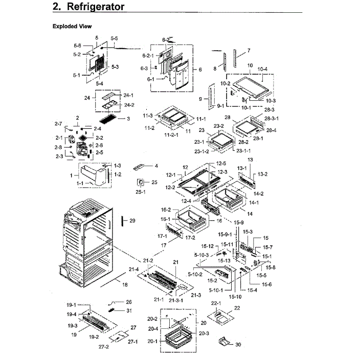 Fridge Diagram and Parts List for RF28HMEDBWW AA-09 Samsung Refrigerator