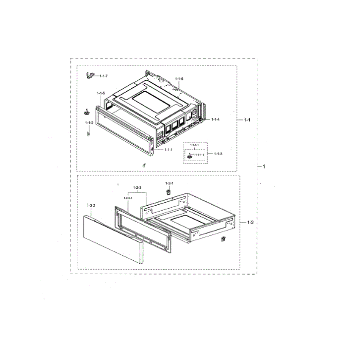 Drawer Diagram and Parts List for NE59N6650SS AA-00 Samsung Range