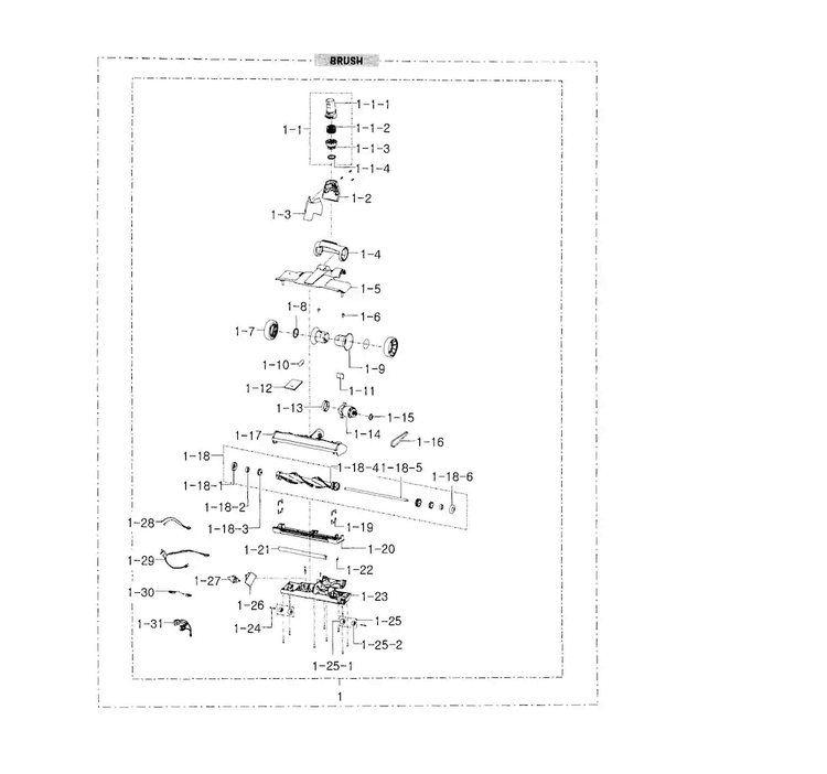 Brush 3 Diagram and Parts List for VC12F70PRJF AA Samsung Canister Vacuum