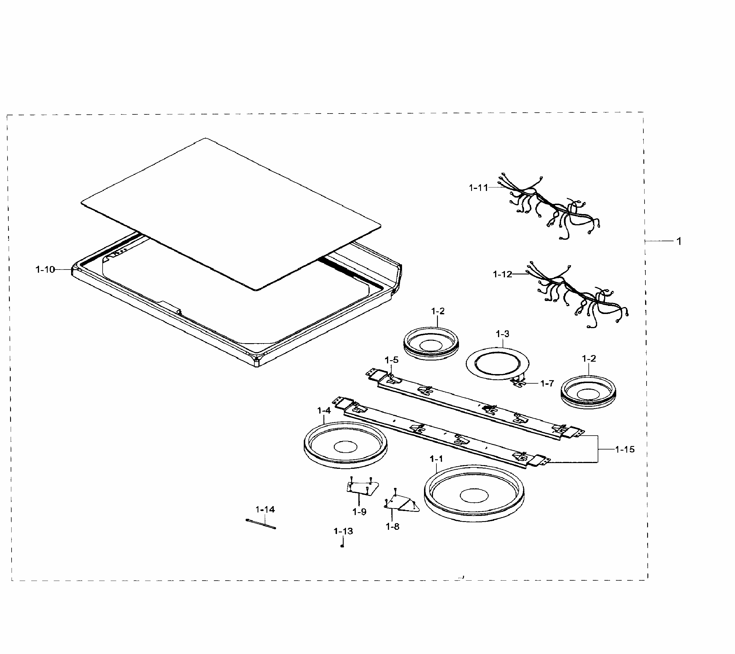 Cooktop Diagram and Parts List for NE59J7630SW AA-0001 Samsung Range