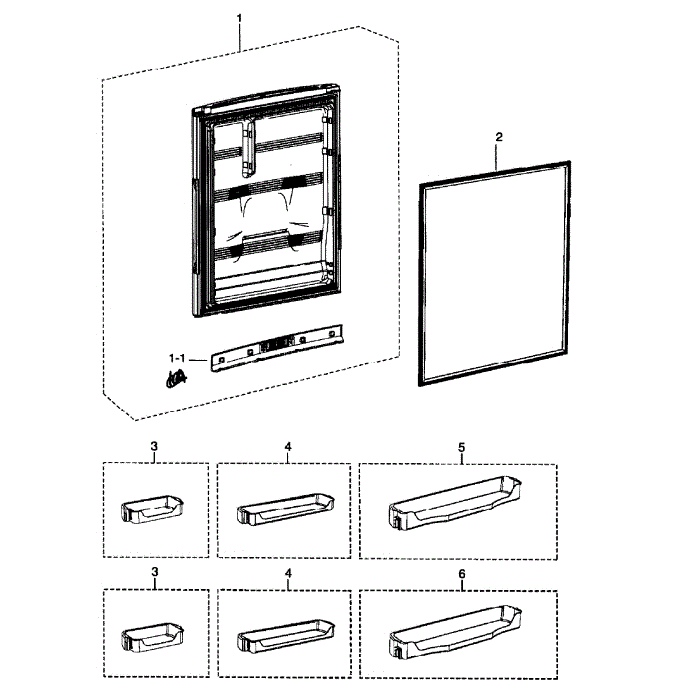 Refrigerator Door Diagram and Parts List for RB215ACWP XAA-01 Samsung Refrigerator