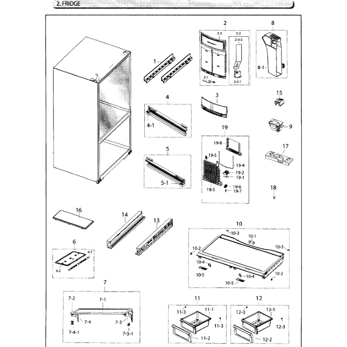 Fridge Diagram and Parts List for RF26HFENDWW AA-01 Samsung Refrigerator