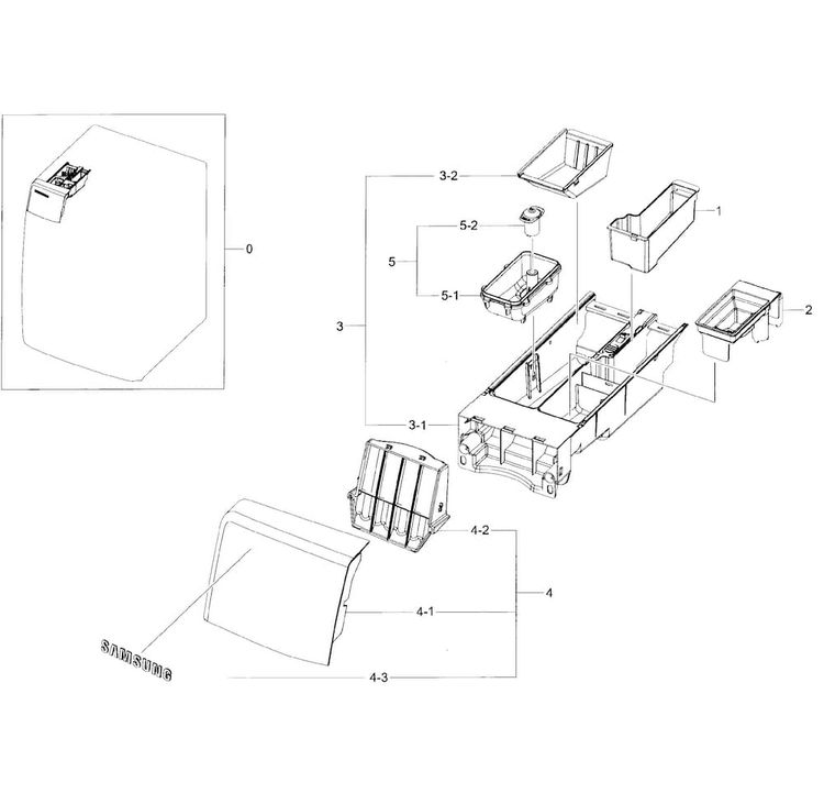 Drawer Asy Diagram and Parts List for WF405ATPAWR A2-0000 Samsung Washer