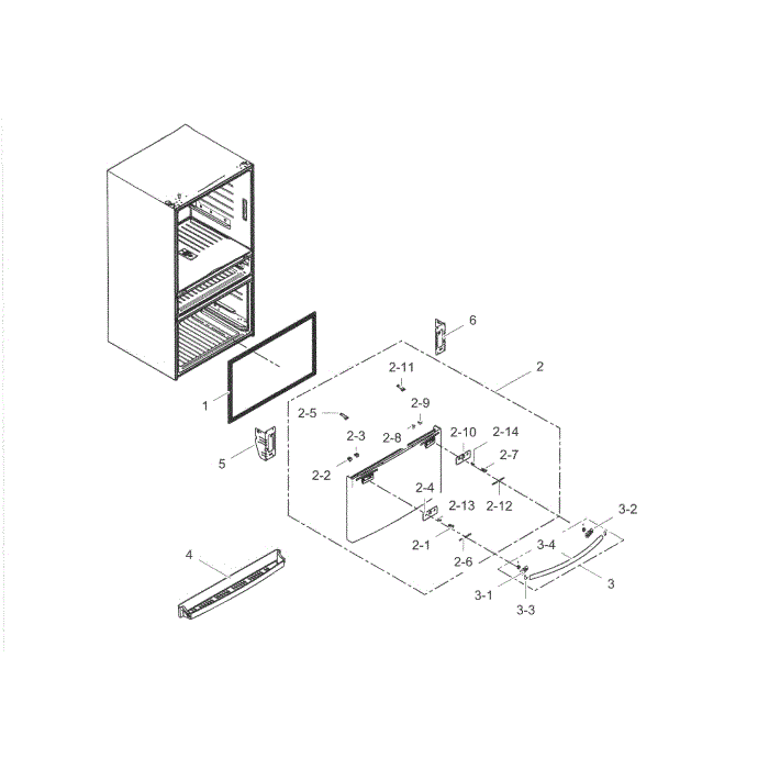 Freezer Door Diagram and Parts List for RF28HMELBSR AA-01 Samsung Refrigerator