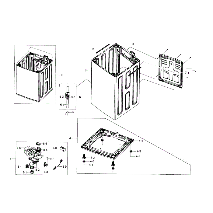 Frame Diagram and Parts List for WA50K8600AV A2-00 Samsung Washer