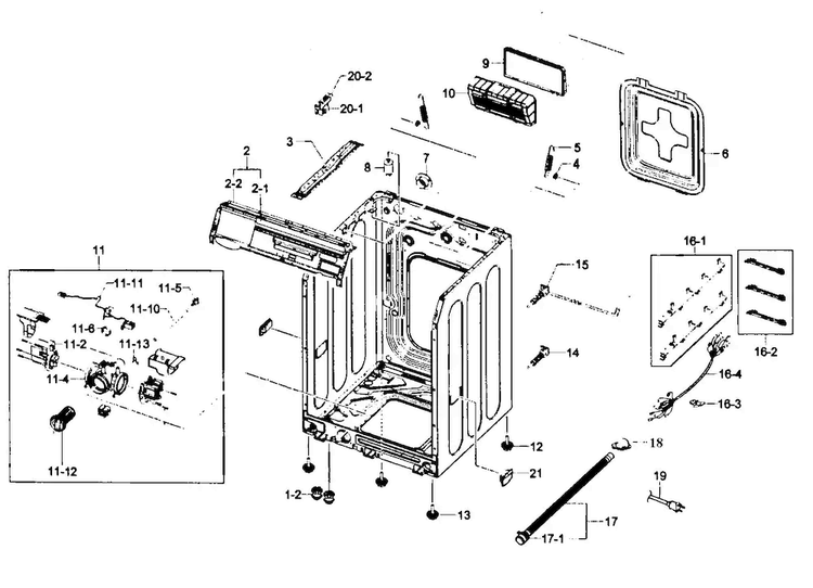 Cabinet Diagram and Parts List for WF431ABP XAA-0002 Samsung Washer