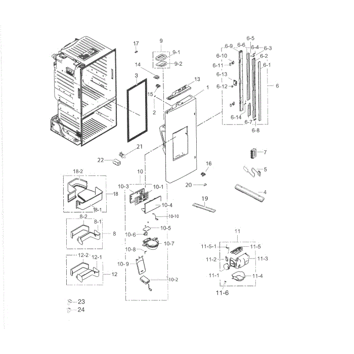 Fridge Door L Diagram and Parts List for RF263TEAEBC AA-03 Samsung Refrigerator