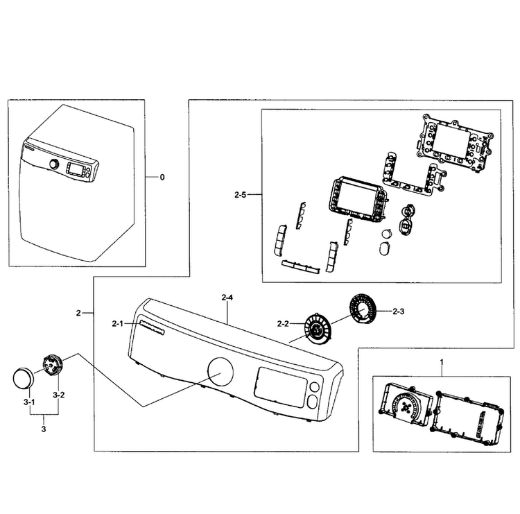 Control Panel Diagram and Parts List for DV455EVGSWR AA-000F Samsung Dryer