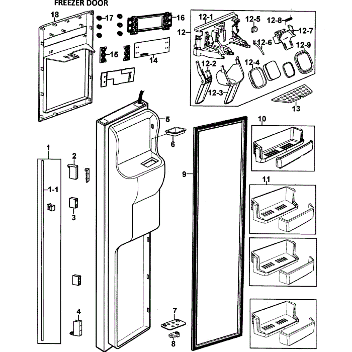 Left Door Diagram and Parts List for RS265LABP XAA-00 Samsung Refrigerator