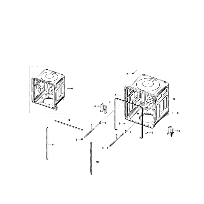 Tub Diagram and Parts List for DW80F800UWS AA-01 Samsung Dishwasher