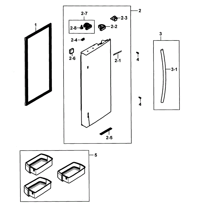 Refrigerator Door R Diagram and Parts List for RF25HMEDBWW AA-00 Samsung Refrigerator