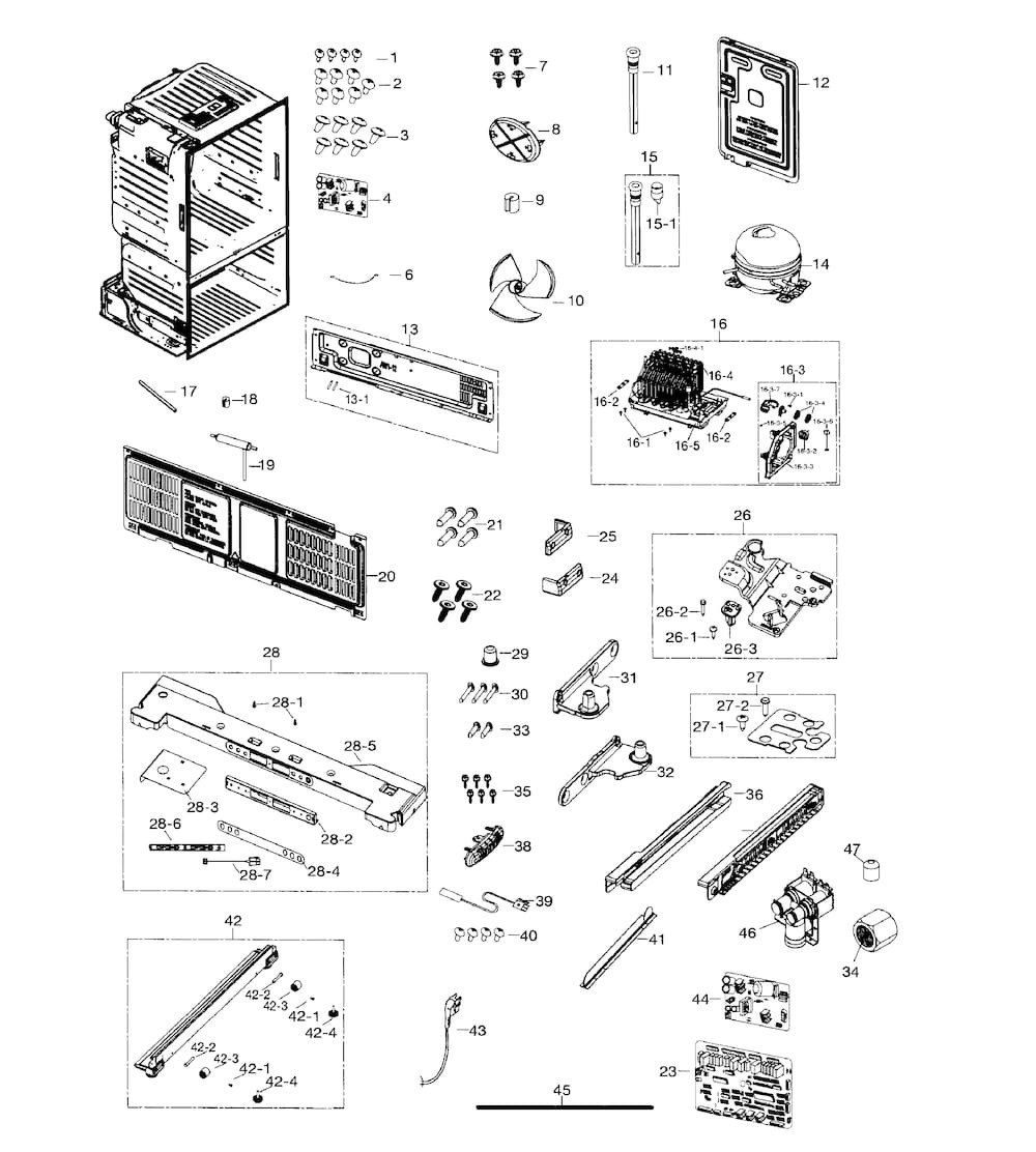 Cabinet Diagram and Parts List for RF26HFENDSR AA-0000 Samsung Refrigerator