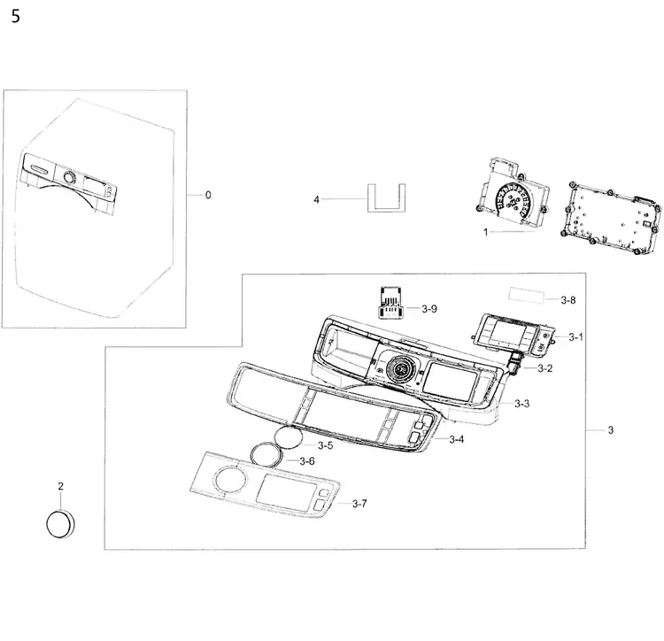 Control Panel Diagram and Parts List for WF50K7500AV A2-0000 Samsung Washer