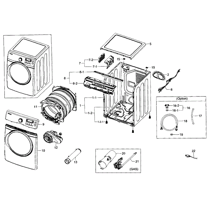 Main Assembly Diagram and Parts List for DV405GTPAWR AA-00 Samsung Dryer