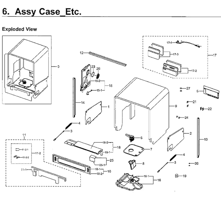 Frame Diagram and Parts List for DW80H9970US AA-0002 Samsung Dishwasher