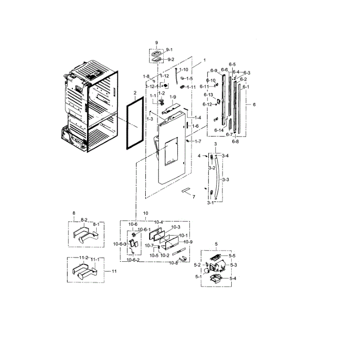 Door L-Refrigerator Diagram and Parts List for RF28HFEDBSR AA-01 Samsung Refrigerator