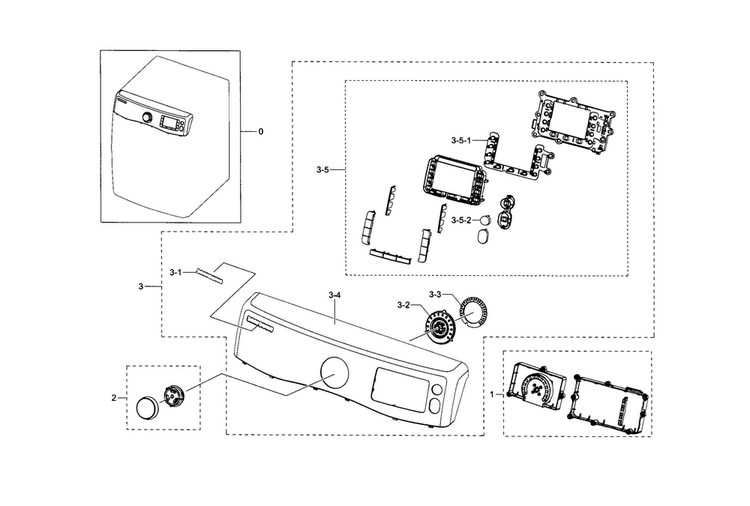 Control Panel Diagram and Parts List for DV433ETGJWR A1-0000 Samsung Dryer