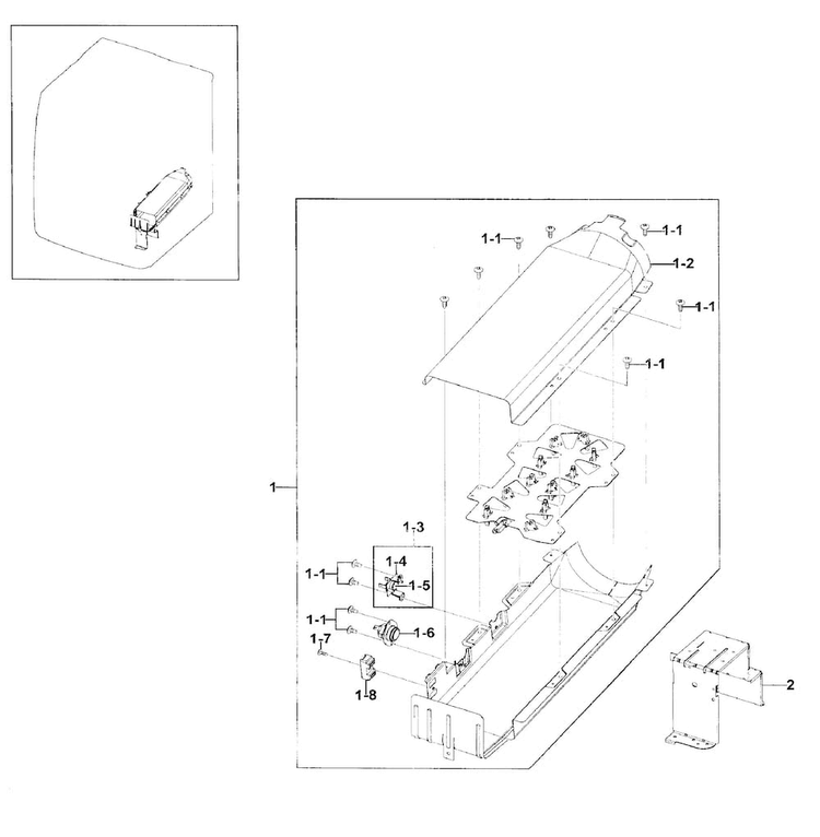 Heater Assy Diagram and Parts List for DV511AER XAA-0001 Samsung Dryer