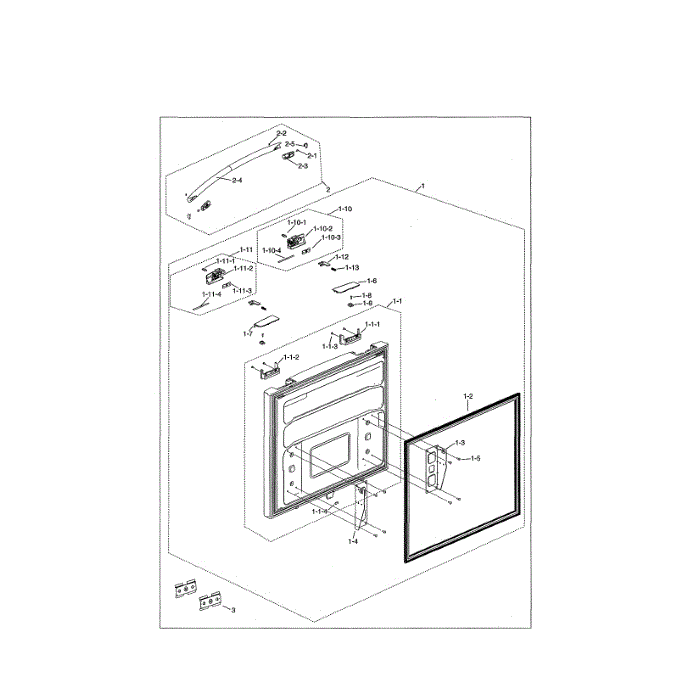 Freezer Door Diagram and Parts List for RF18HFENBSG US-00 Samsung Refrigerator