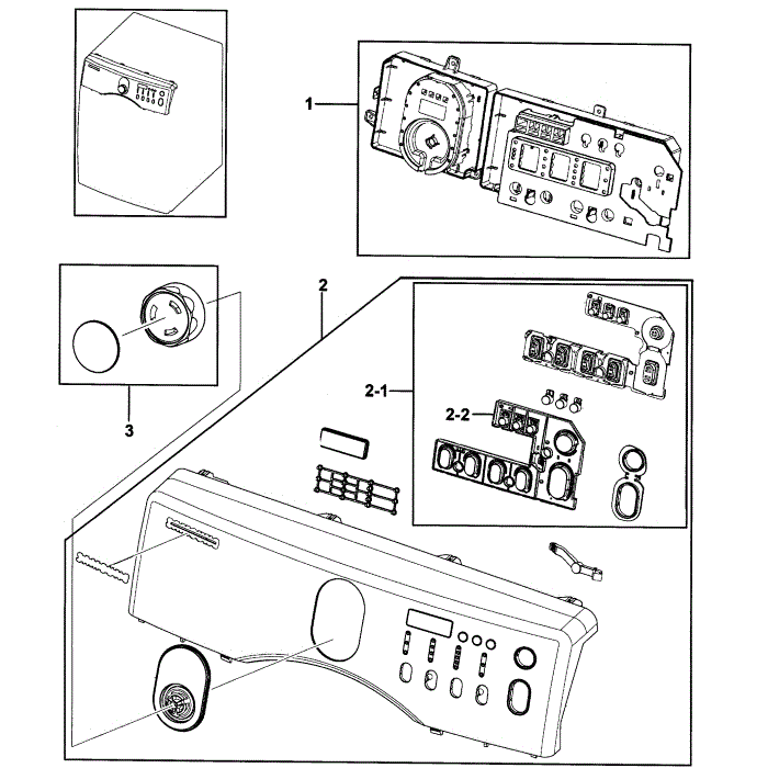 Control Panel Diagram and Parts List for DV219AGB XAA-00 Samsung Dryer