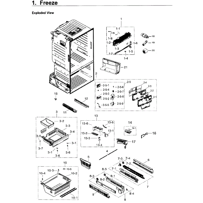 Freezer Diagram and Parts List for RF263TEAEWW AA-04 Samsung Refrigerator