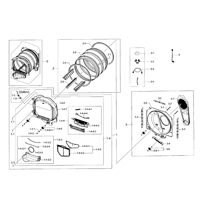 Drum Diagram and Parts List for DV48H7400GP A2-00 Samsung Dryer
