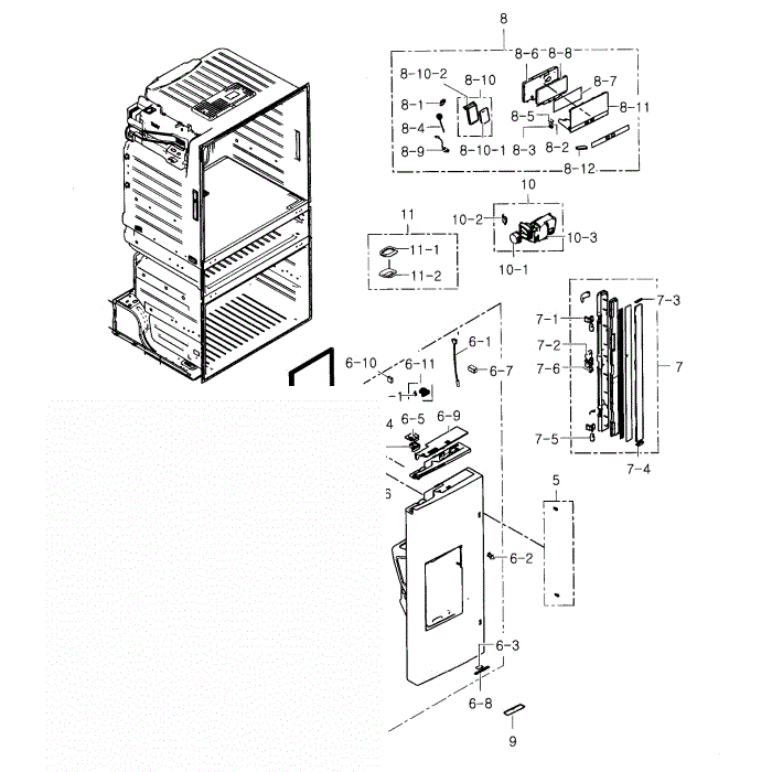 Refrigerator Door L Diagram and Parts List for RF25HMEDBWW AA-03 Samsung Refrigerator