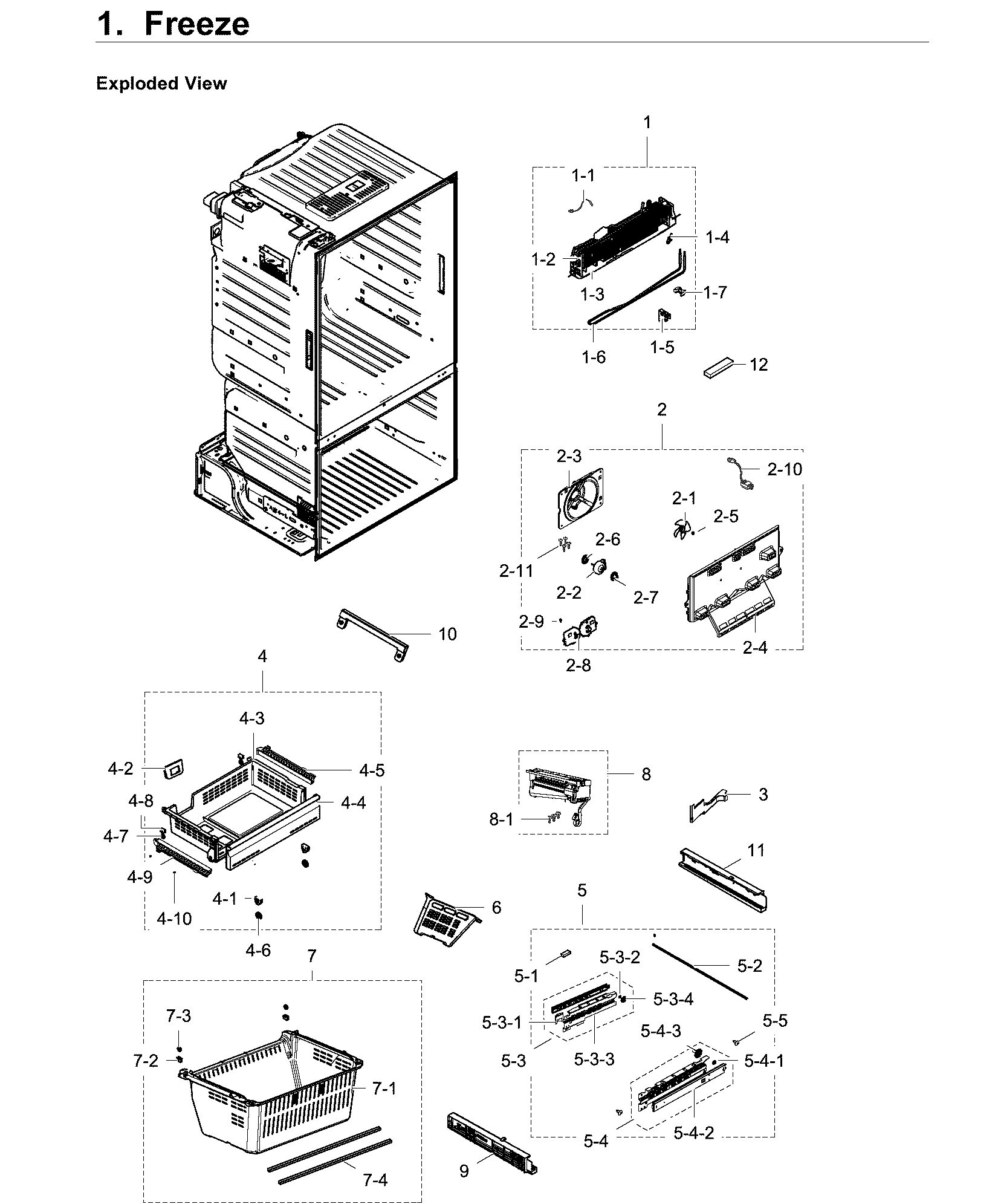 Freezer Diagram and Parts List for RF28HDEDPWW AA-0000 Samsung Refrigerator