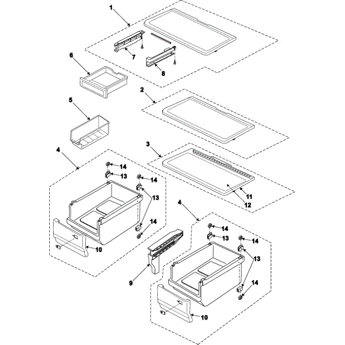 Refrigerator Shelves Diagram and Parts List for RB195BSSB XAA-00 Samsung Refrigerator