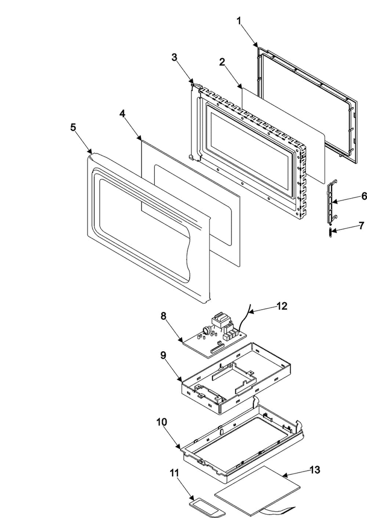 Control Panel/door Assembly Diagram and Parts List for MR6699GB XAA Samsung Microwave