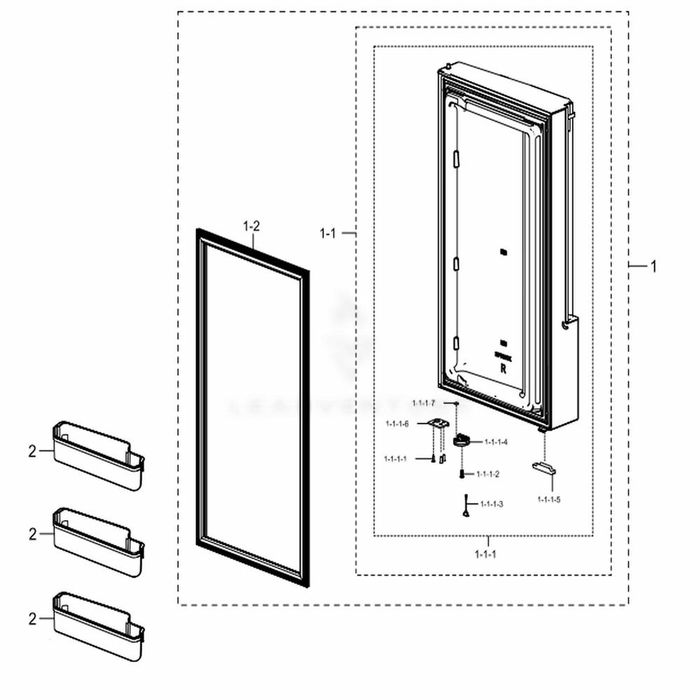 Freezer Door R Diagram and Parts List for RF28K9070SR (AA)(0006) Samsung Refrigerator