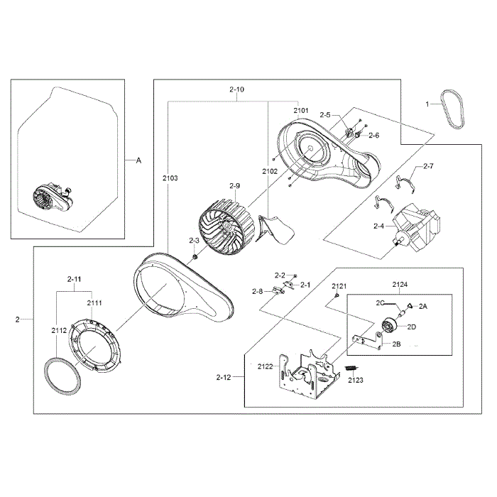 Motor Duct Diagram and Parts List for DV422EWHDWR AA-00 Samsung Dryer