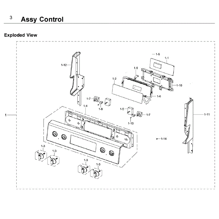 Control Diagram and Parts List for NE59J3420SW AA-07 Samsung Range