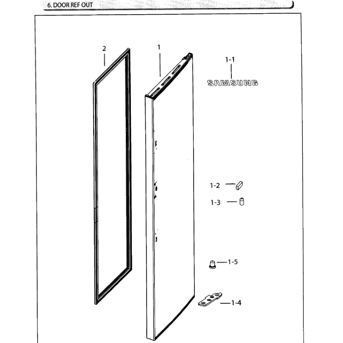Door Ref Outer Diagram and Parts List for RH25H5611SR AA-02 Samsung Refrigerator
