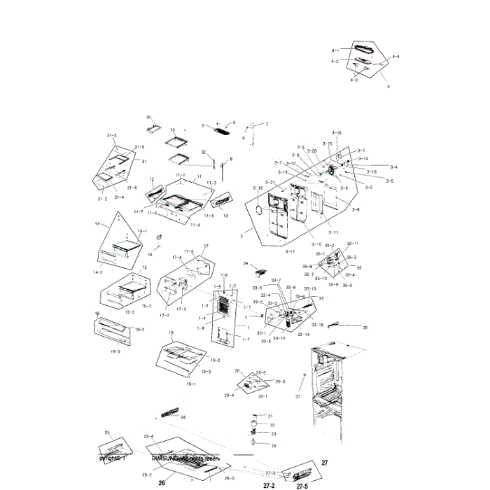 Refrigerator Diagram and Parts List for RF267ACRS XAA-00 Samsung Refrigerator