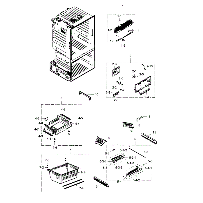 Freezer Diagram and Parts List for RF28HDEDBSR AA-02 Samsung Refrigerator